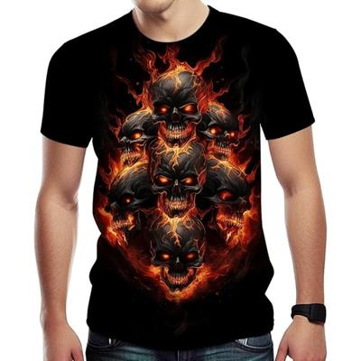 Men's Summer Short Sleeved 3D T-shirt Top Street Skull Pattern Men's Casual T-shirt 6XL