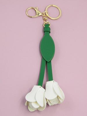 Fresh Style Leather Tulip Charm Handbag Keychain Flower Pendant Car Accessory