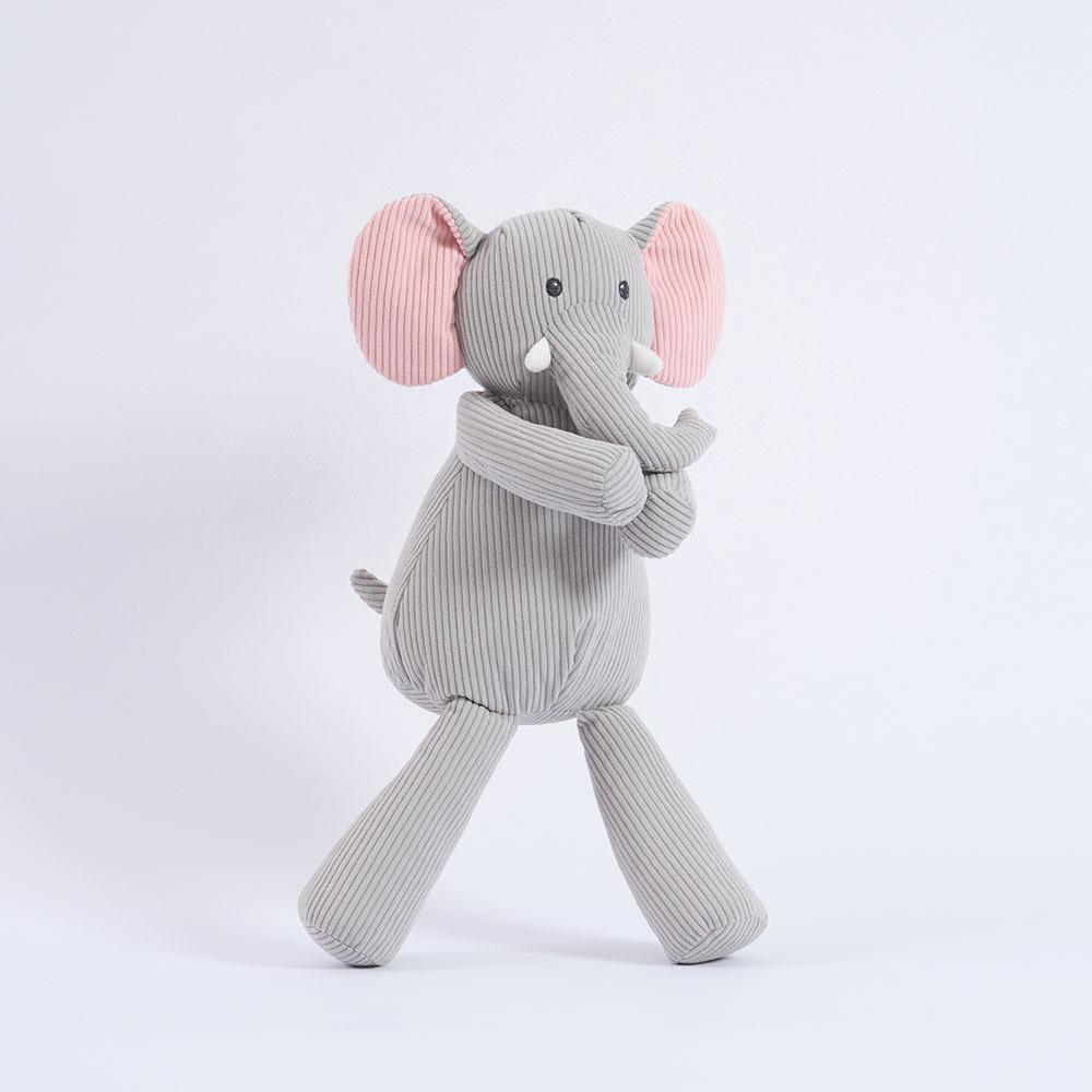 BobyBobo Gray Corduroy Elephant Soothing Plush Toy for Babies - Ideal Children's Birthday Gift