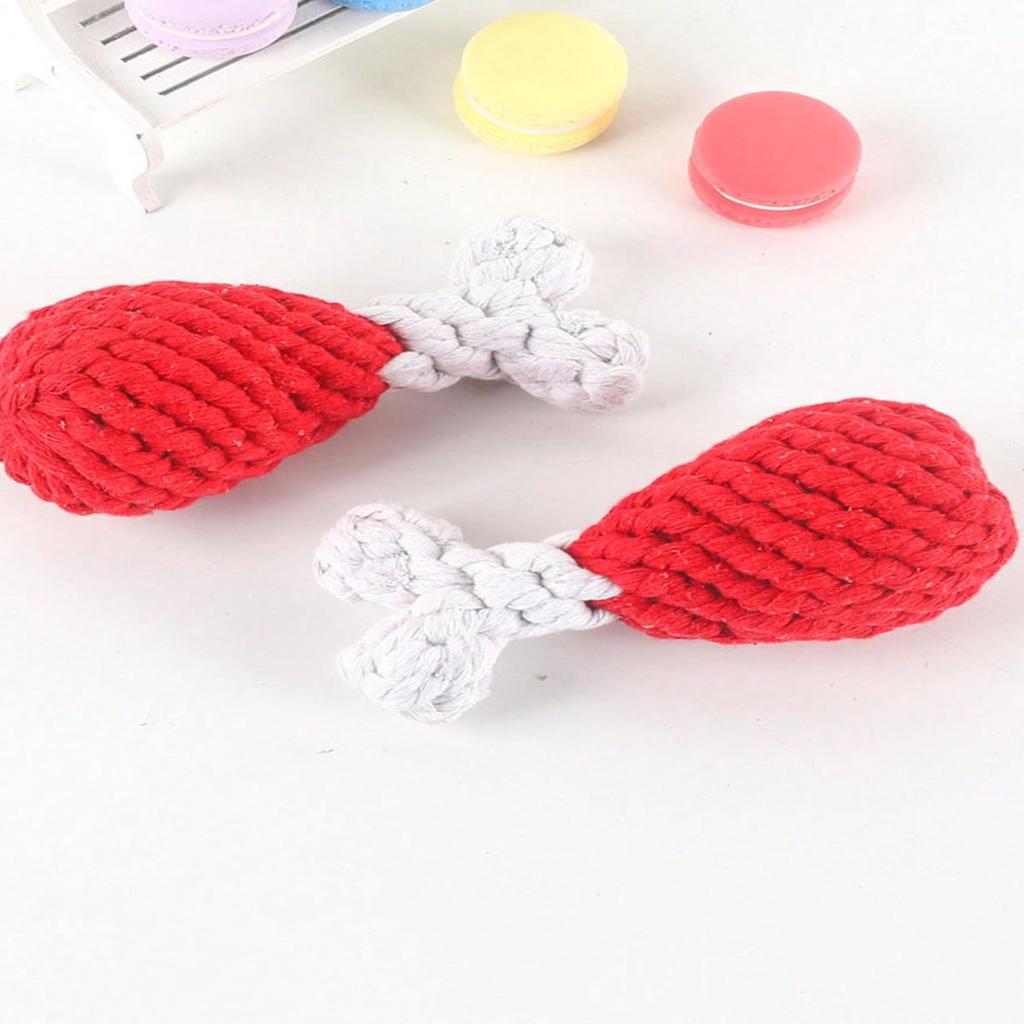 1pc-Hand Woven Pet Cotton Rope Woven Chicken Legs Simulation Cotton Rope Toy Cat and Dog Toy