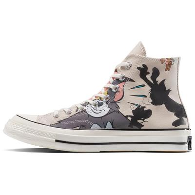 Tom & Jerry x CHUCK TAYLOR Bequeme Vielseitige High-Top Canvas Schuhe Herren Weiß Grau