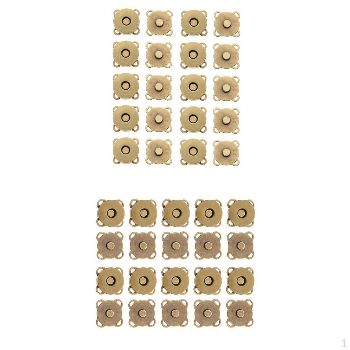 

20 комплектов пришивных магнитных застежек для сумок для рукоделия и одежды 14 мм 18 мм бронза