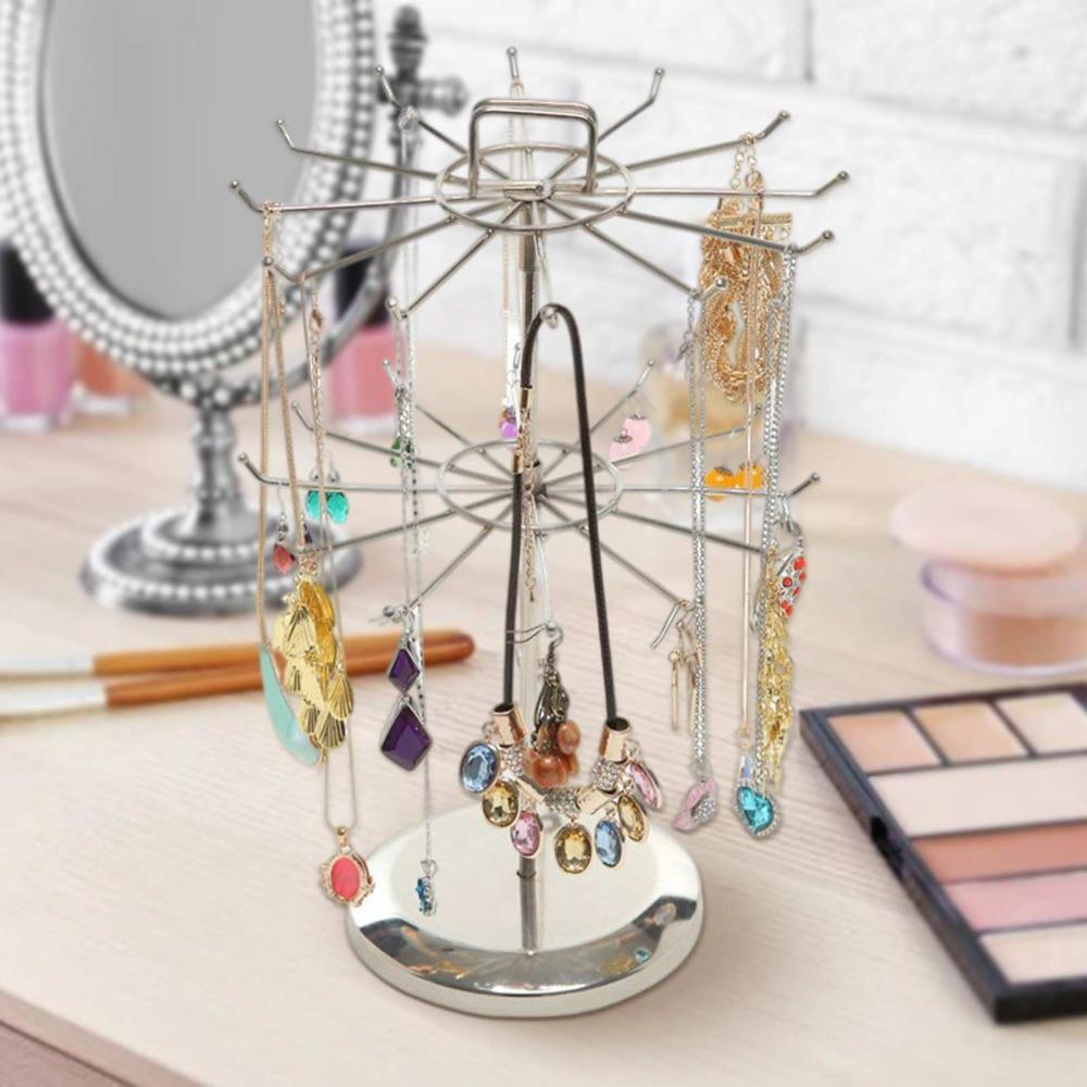 Rotatable Jewelry Organizer Stand Iron Material Two Tier Jewelry Rack  For Rings