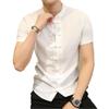 Men's Chinese Style Short Sleeve Tang Suit - Black Zhongshan Slim Fit Shirt