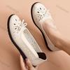 SummerSandals Soft Sole Leather Shoes Anti Slip Middle and Old Age Hole Shoes Women's Flat Sole Anti Slip Hollow Breathable
