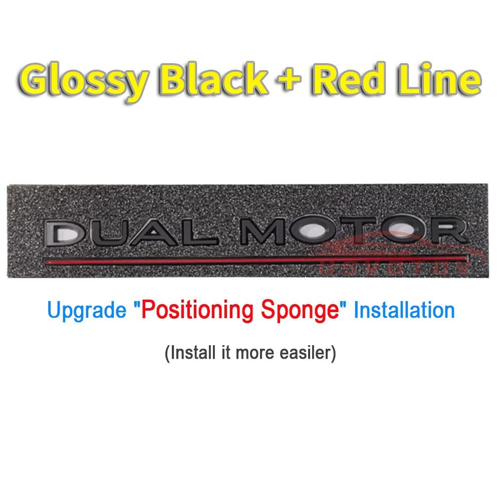 DUAL MOTOR Underlined Letters Emblem for Tesla Model Y 3 X S Car Styling High Performance Trunk Badge Sticker Chrome Black Red