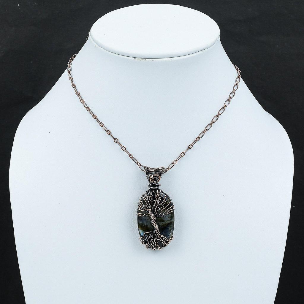 Tree Of Life Labradorite Pendant Copper Wire Wrapped Jewelry Handmade Gemstone Pendant Copper Pendant Antique Jewelry Gift Wire Wrap Pendant