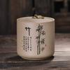 Coarse Pottery Tea Jar Flower Tea Jar with Lid Household Medicine Powder Jar Facial Mask Powder Can Tea Ceremony Accessories
