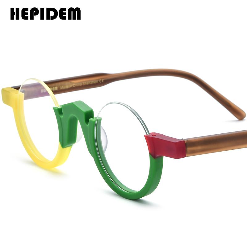 FONEX HEPIDEM Acetate Eyeglasses Frame Men New Round Brand Design Glasses Women Retro Vintage Eyewear Japanese Spectacles 9356