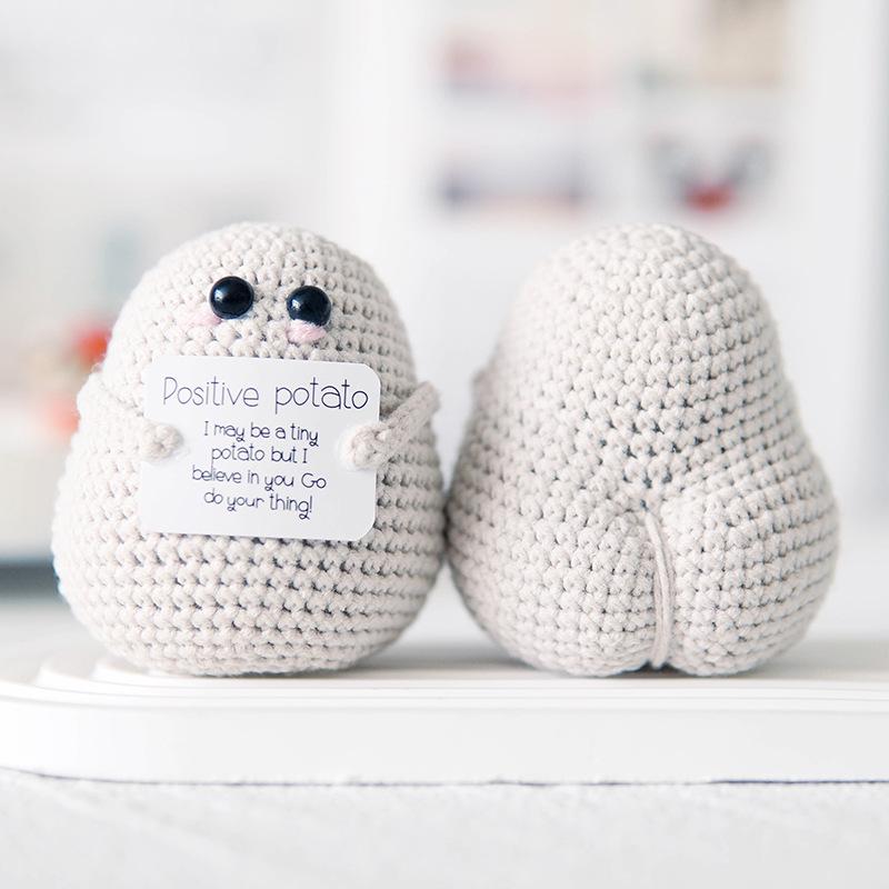 Cross-border Positive Energy Potato Crochet Doll: Humorous Yarn-Knitted Bonsai Ornament and Gift Card