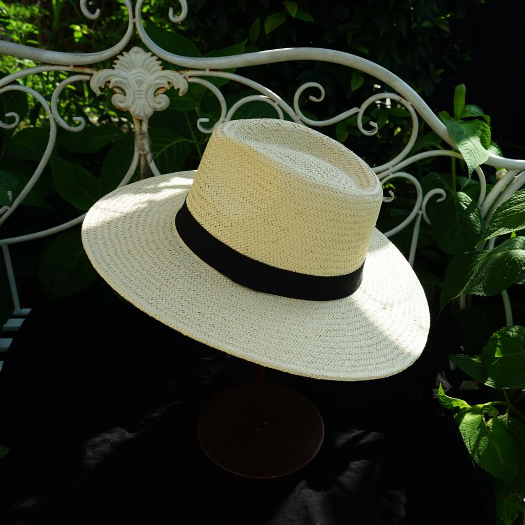 French Retro White Woven Panama Jazz Top Hat For Men And Women Summer Sun Protection Sunshade Vacation Wide Brim Straw Hat