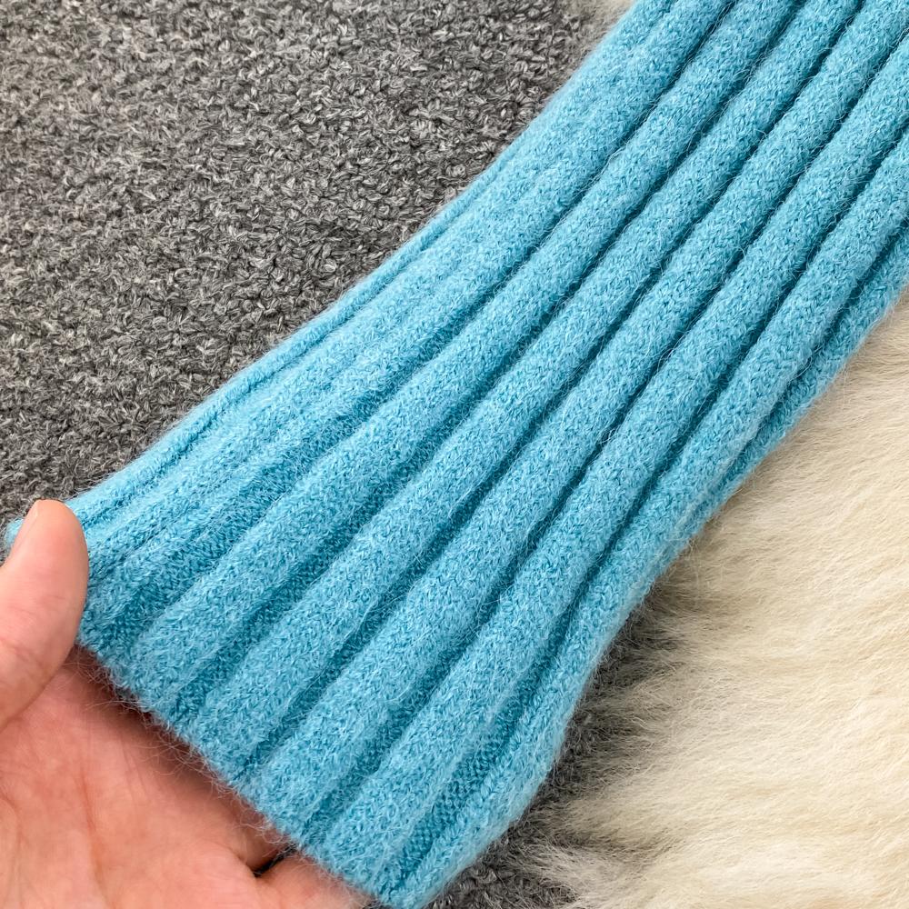 Lazy Style Dlouhý rukáv Kulatý výstřih Volný úpletový top + Dvoudílná souprava vesty s výstřihem do V