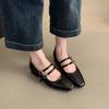 Giant Soft and Comfortable 2025 Spring New Double Buckle Strap Square Head Thick Heel Mary Jane Shoes Women's Low Heel Light Mouth Single Shoes