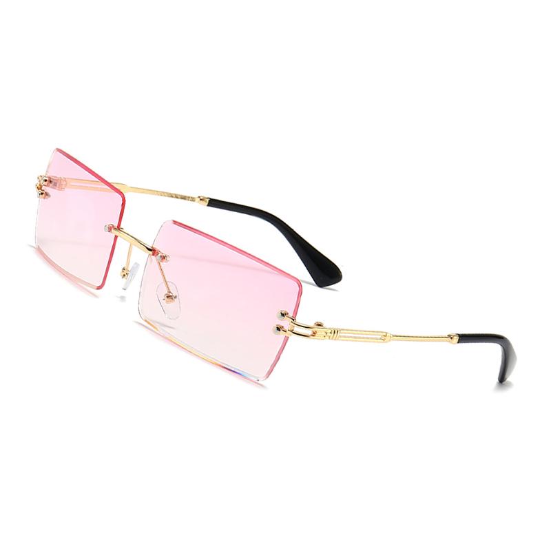 Rimless Rectangular Sunglasses Stylish Beautiful Comfortable UV Protection Rimless Sunglasses for Women