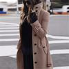 2024 Autumn/Winter Plus Size Women's Woolen Coat, Single-Breasted with Multi-Button Collar