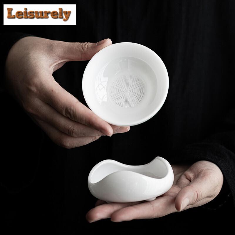 Exquisite Ice Seed Jade White Porcelain Petal Tea Separator Infusor Tea Strainer Tea Brewing Tea Filter Tea Ceremony Decoration