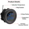 12-24V Car Round Temperature Voltmeter Auto Voltage Test Display Digital Measurement for Car Motorcycle Boat Yacht Voltmeter