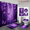 4Pcs Shower Curtain Set with Non-Slip Bath Mat, Toilet Lid Cover, Contour Rug & 12 Hooks, Bathroom