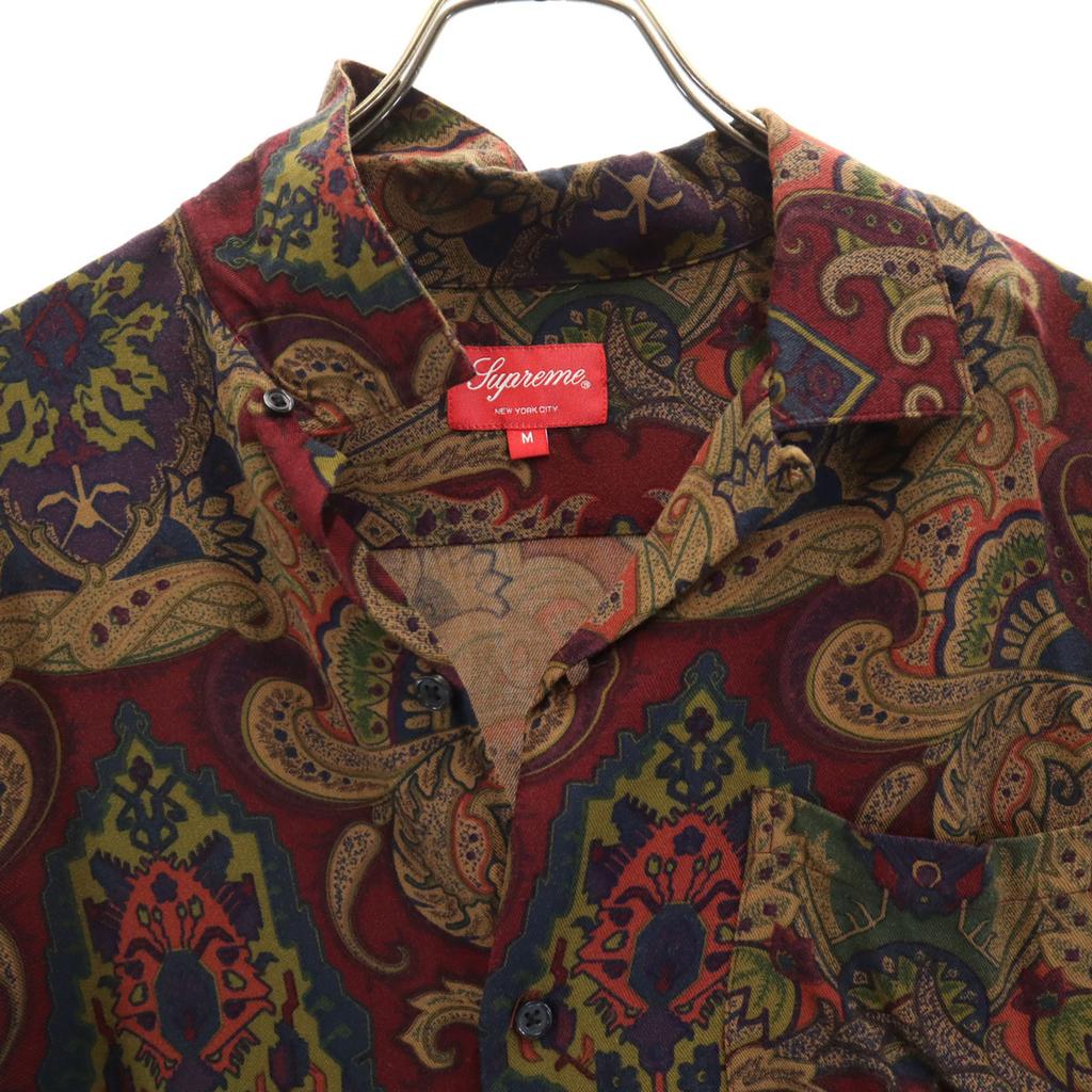 Supreme 15AW Paisley Pattern Long sleeve Open collar shirt M Burgundy Men's Used