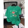 Delicious Strawberry Shake Print Women Washed T Shirts Hip Hop Summer T-Shirt Loose Short Sleeves Cotton Streetwear