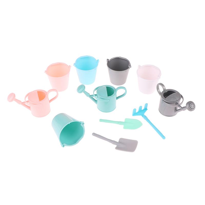 1:12 Dollhouse Miniature Watering Can Bucket Sprinkler Shovel Model Gardening Tools Decor Toy Doll House Accessories