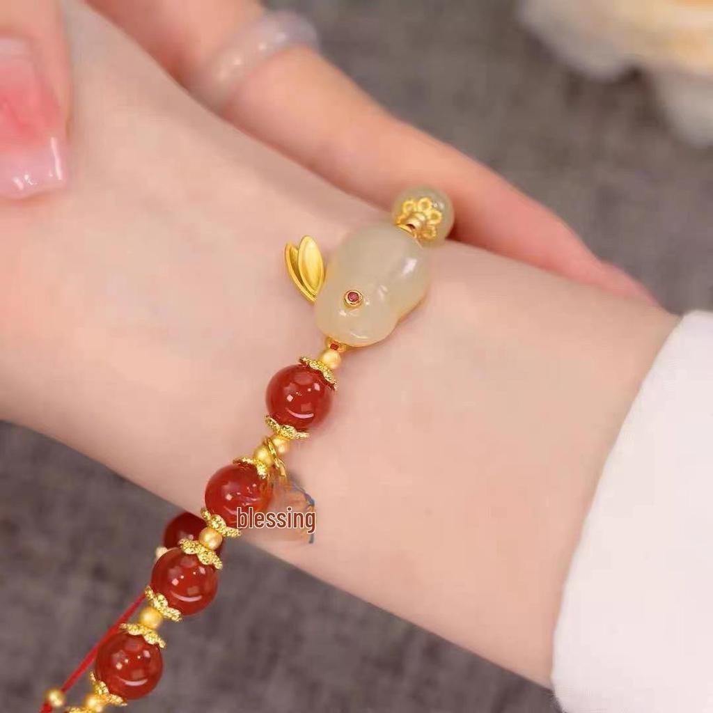 Ice White Jade Wenwan Bracelet: Soft Gradient Pink- Student Edition, Round Beads