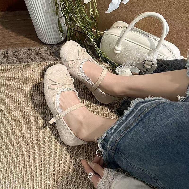French Spring and Autumn Blue Light Mouth Single Shoes Women's New Spring and Summer Skirt Mary Jane Shoes Ballet Ladyshoes