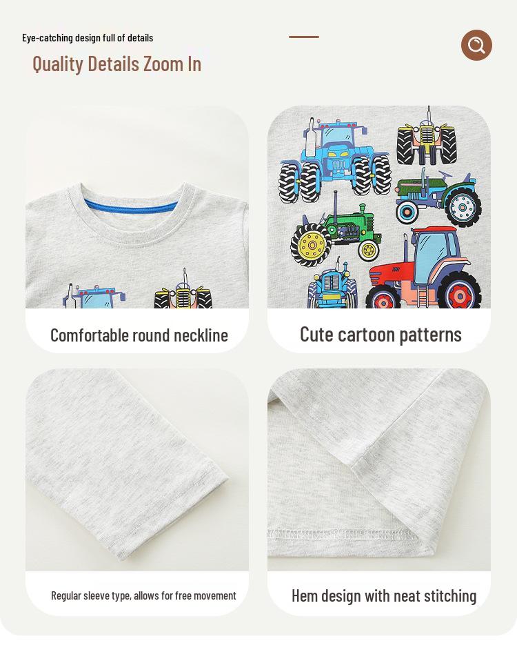 Autumn 2026 Boys' Cartoon Tractor Long-Sleeved T-shirt - European & American Style
