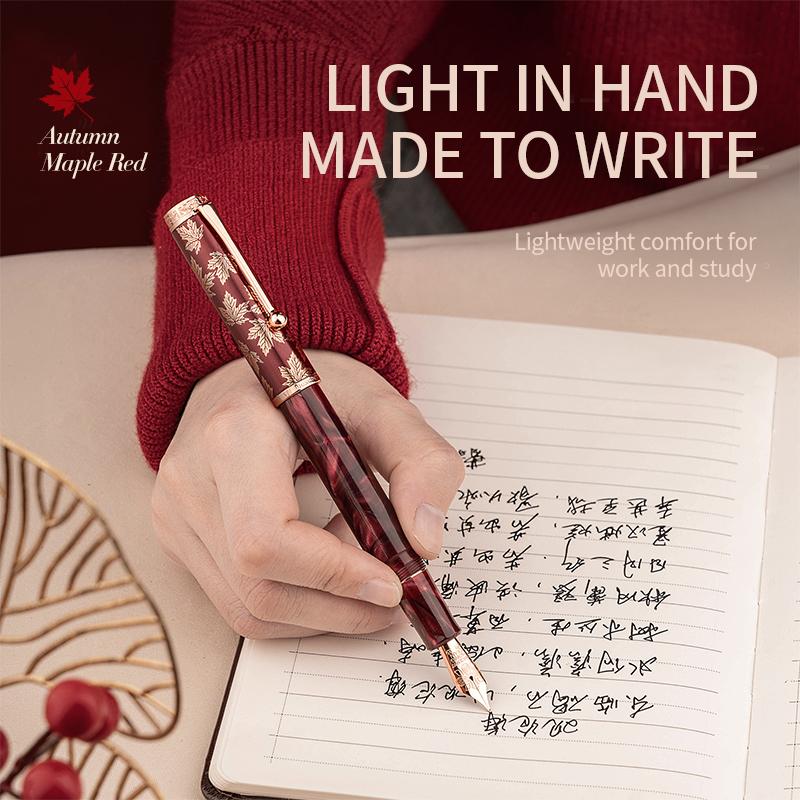 LT Hongdian N8S Red Maple Pen Season Limited High-grade Retro Light Acrylic Resin Fountain Pen