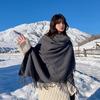 New Korean Version Scarf Solid Color Fringed Large Shawl Extended Couple Warm Versatile Monochrome Scarf Student