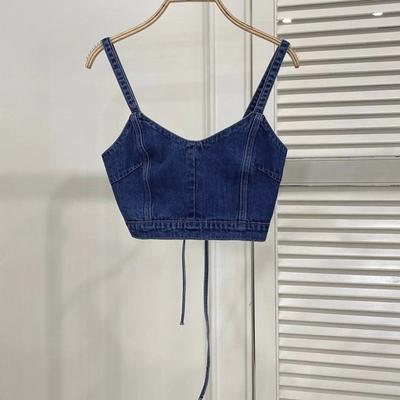 Elegance Stylish Vest Cowboy Outwear Small Halter Undershirt Design Sense Cross Straps Back Short Section Can Be Layered Outside Wear Tops Female