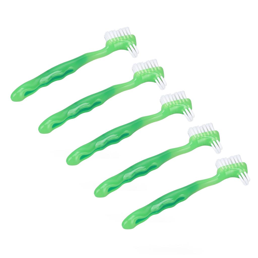 5pcs Denture Brush Set Professional Travel Portable Double Sided False Teeth Cleaning Brush for