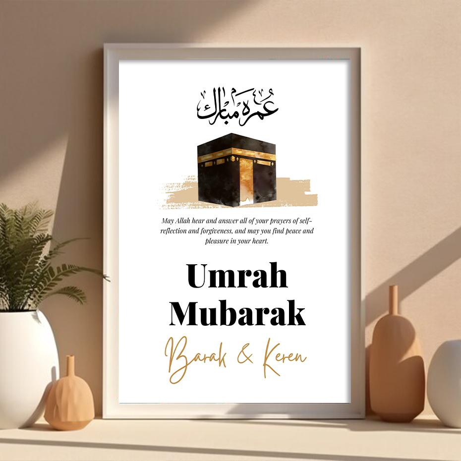 Islamisch Personalisierte Namen Umrah Mubarak Poster Muslim Allah Wandkunst Leinwand Malerei Druck Bild Wohnzimmer Innendekor
