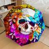 1pc Colorful Skull Flowers Butterfly Artwork Umbrella with Plastic Handle,Suitable for All Seasons Home Travel Outdoor UmbrellaDD1757