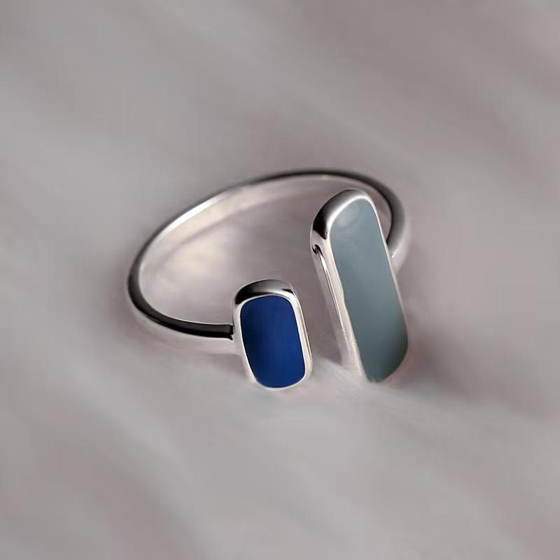 

Европейский и американский холодный стиль, регулируемое кольцо с открытым ртом, женский модный нишевый дизайн, сенсорные пищевые кольца opening adjustable синий