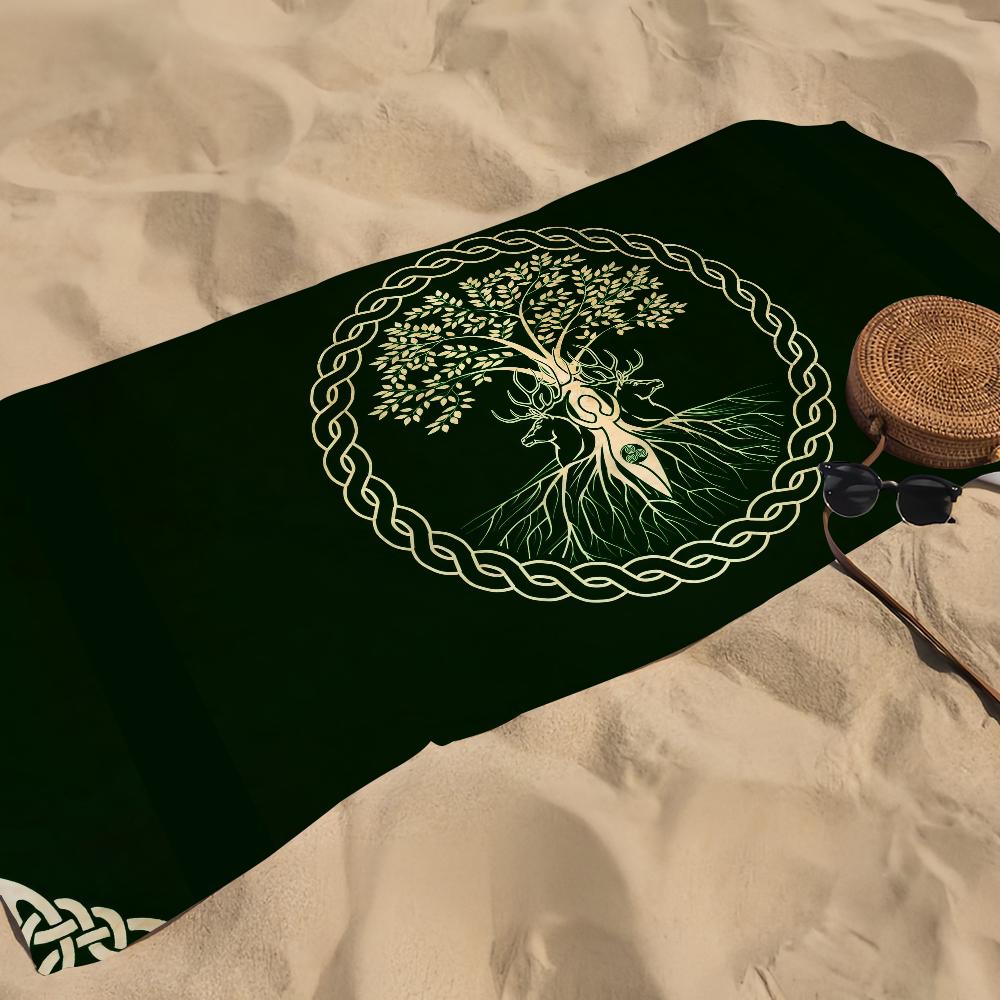 Lebensbaum Mode Yggdrasil Handtuch Strandtuch Übergröße Schnelltrocknendes Handtuch Saugfähig Weich Bade-Strandtücher Für Männer Frauen