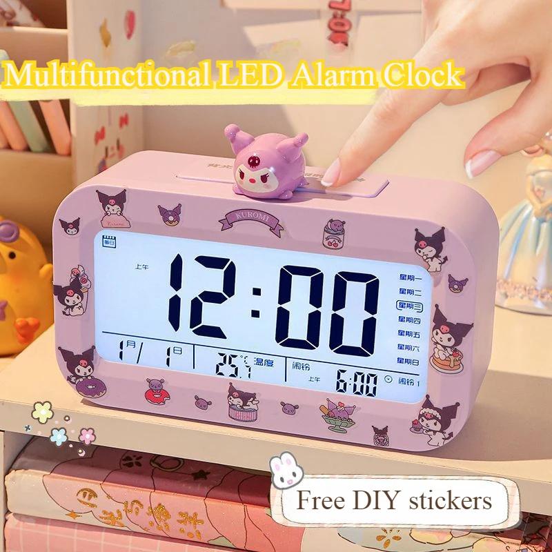 Cinnamoroll Pochacco Power Supply Alarm Clocks Digital Temperature For Students Kids Display Table Decoration