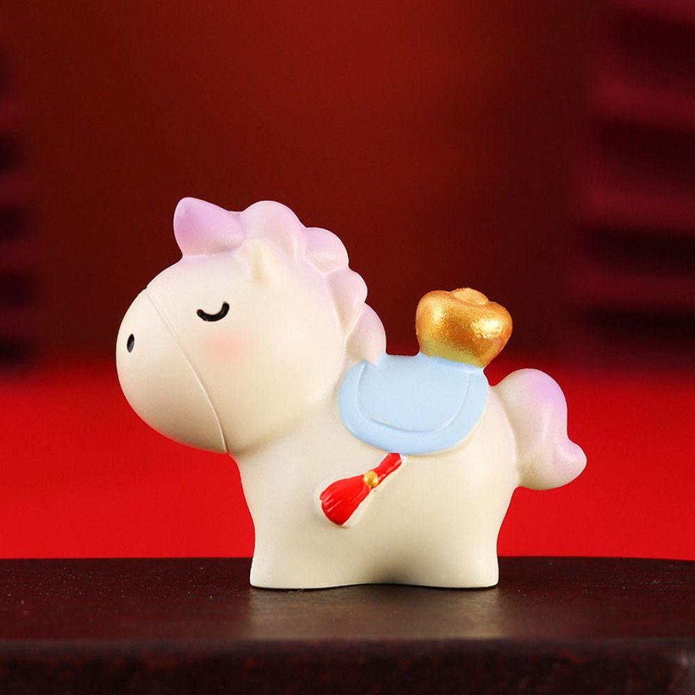 Desktop Ornament Horse Figurine Resin Zodiac Ornaments New Year Mascot Miniature Car Decoration