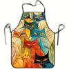 A Single Piece, a Fantastical And Vibrant Abstract Cat Pattern Themed Apron, Suitable for Cooking, Baking, Barbecuing, And Household Chores, Kitchen A