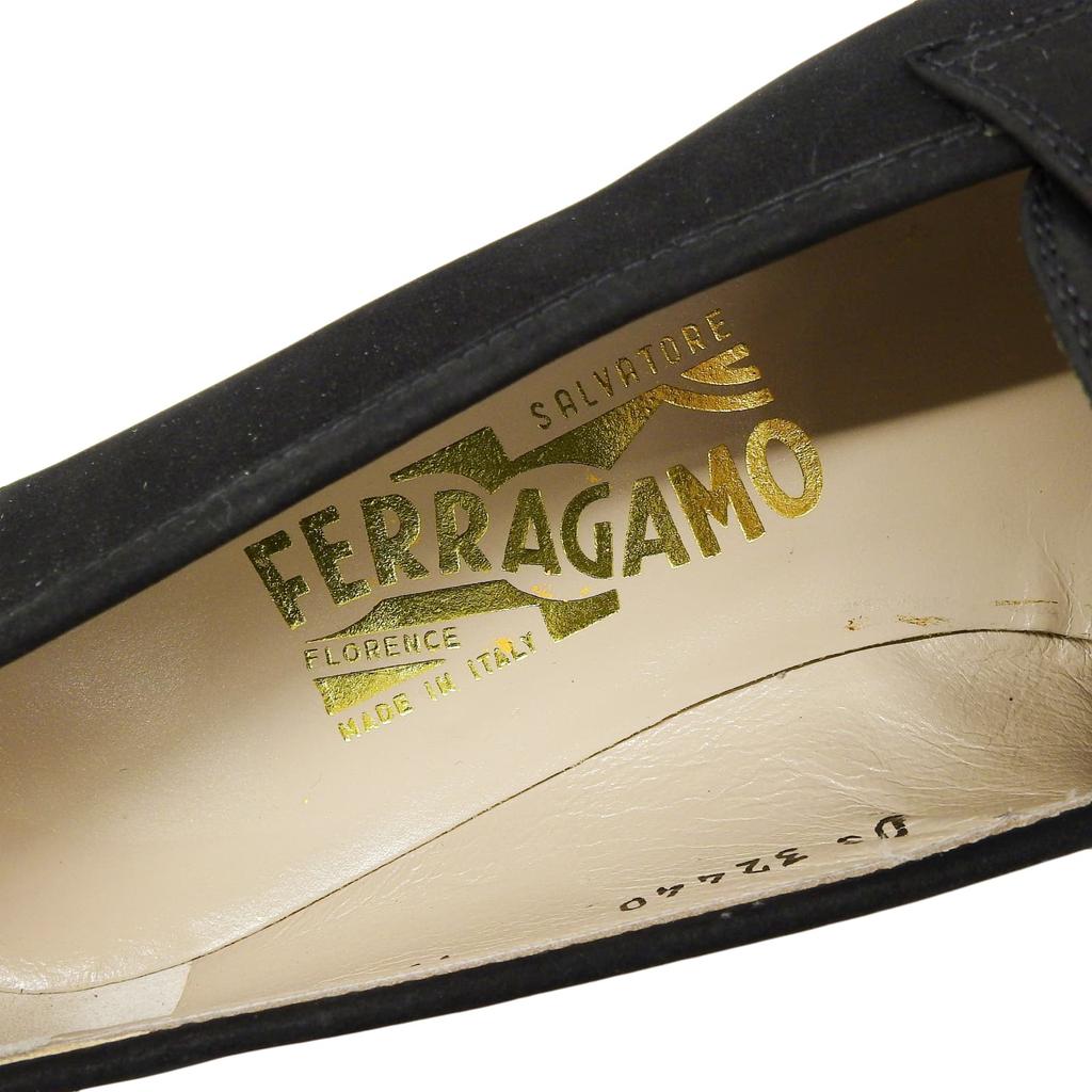 Excellent Salvatore Ferragamo pumps BABS Double Gancini black Nubuck Women 5.5 Used