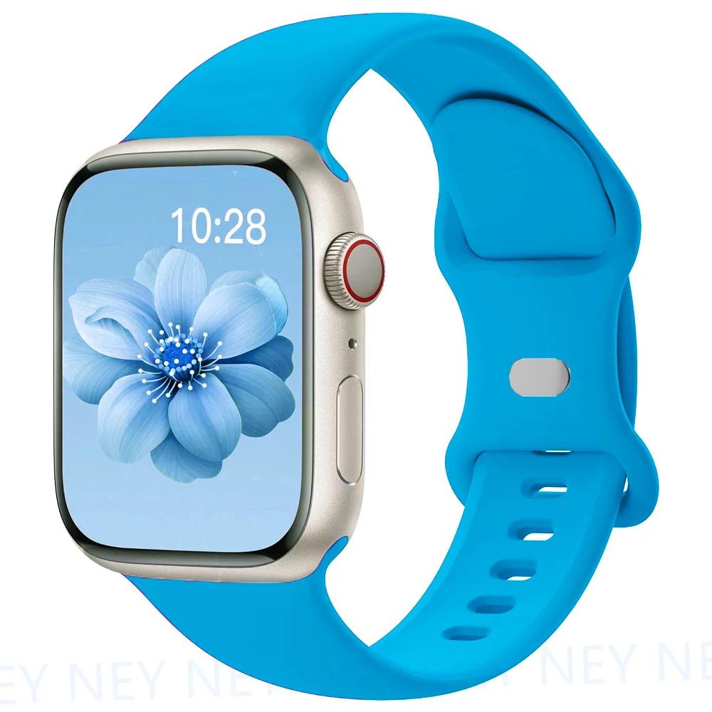 Silicone Strap For Apple Watch Band 45mm 44mm 40mm 41mm 49mm 38mm 42 Correa Bracelet iWatch series 6 ultra2 7 8 9 se 44 mm band
