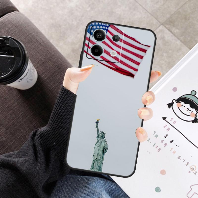 America Flag Statue of Liberty Cover For Xiaomi Redmi Note 14 13 10 11 12 15 Pro Plus Case For Redmi 15C 13C 12C 10C 14C 15