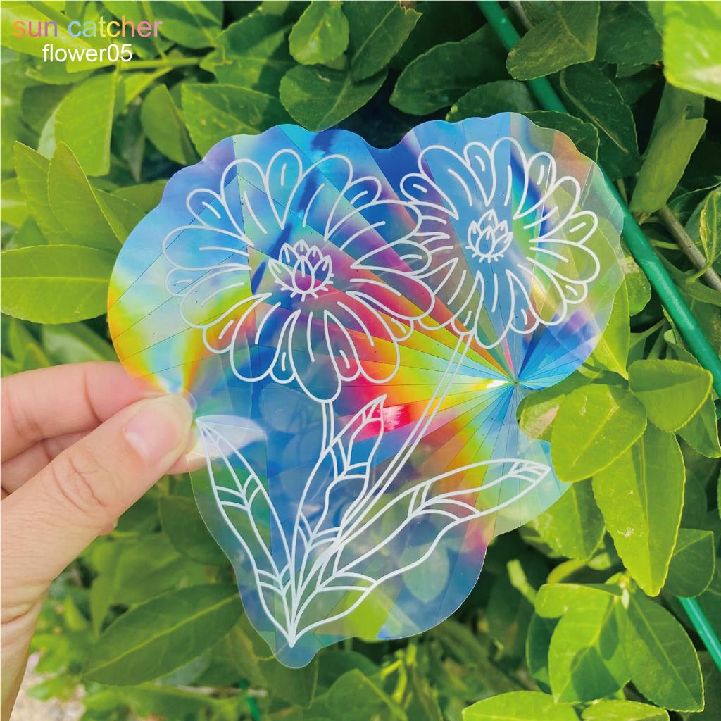 Sunflower Suncatcher Window Big Sticker Star Moon Evil Eye Sunlight Catcher Butterfly Sun Catcher Cat Rainbow Film for Car Glass
