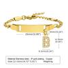 Personalized Initial Letter Stainless Steel Bracelet Custom Engraved Name Bar 18K Gold Plated Waterproof Jewelry for Kid Women