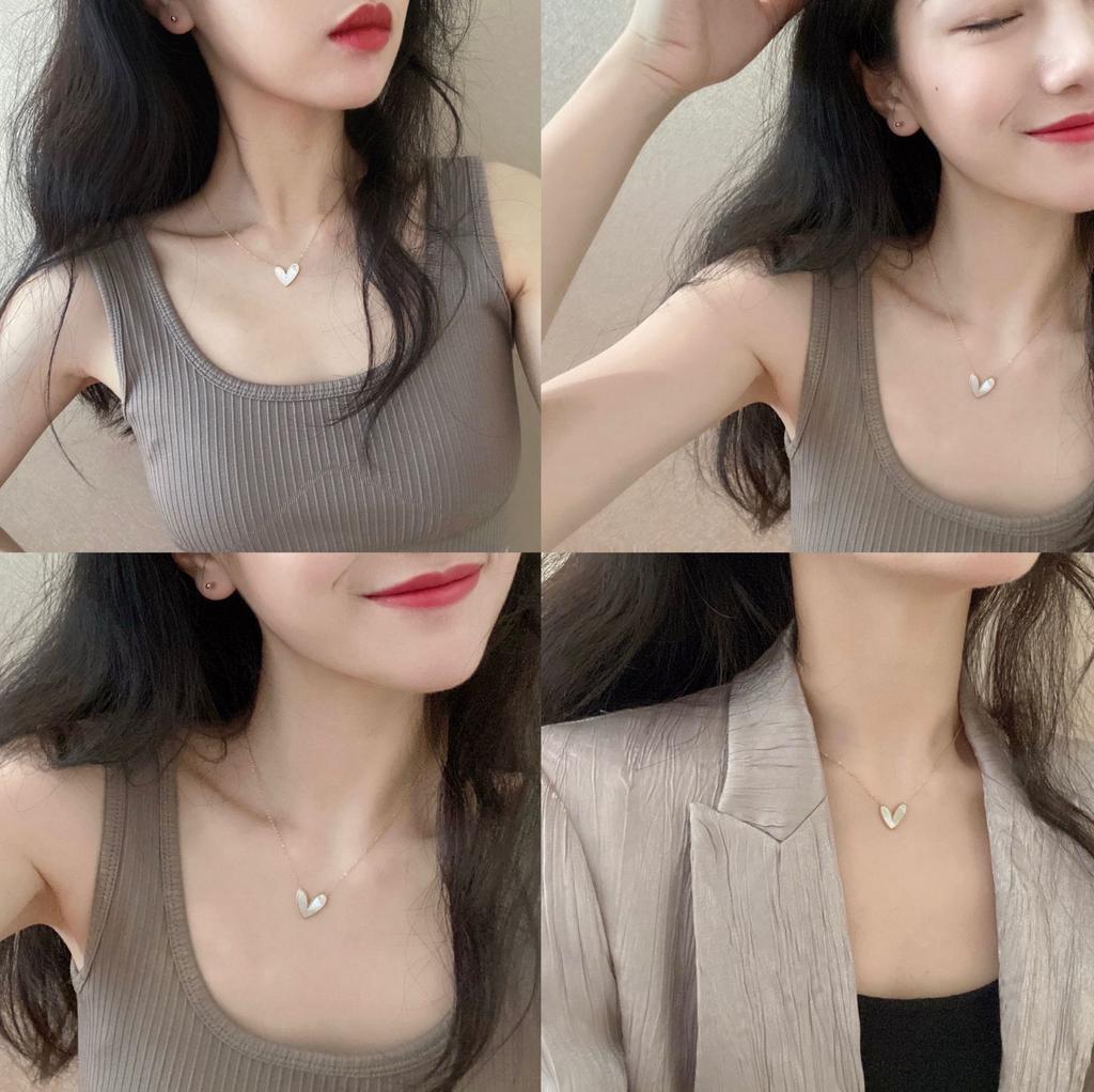 Stainless Steel Necklace Classic Shell Heart Pendant Necklace Cute girls  accessories women's fashion necklace