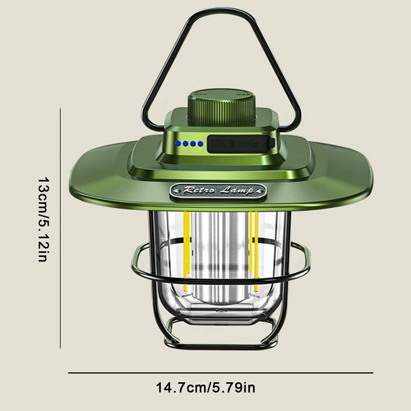 LED Camping Lamp Retro Hanging Tent Lamp Waterproof Dimmable Camping Lights USB Recharge Emergency Light Lantern For Outdoor