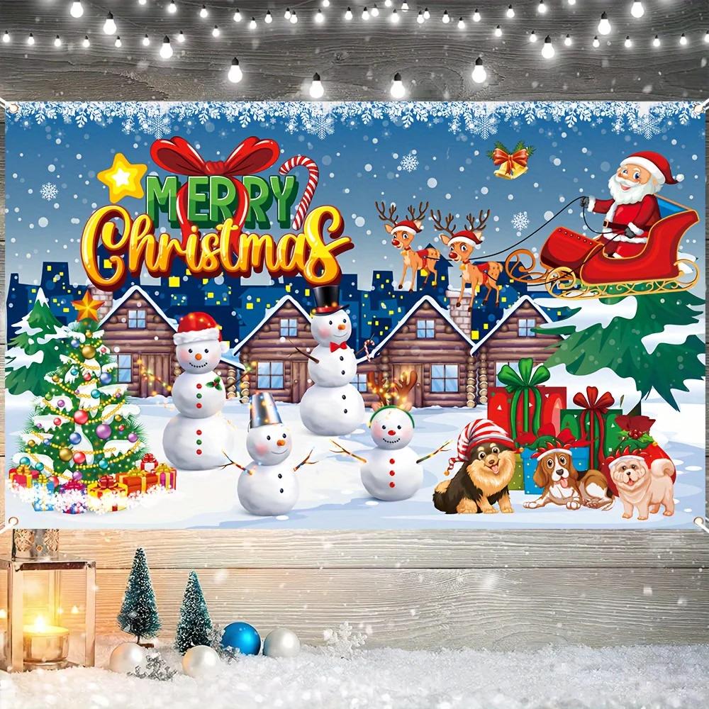 1pc, Christmas photography backdrop banner, Christmas happy party decoration banner, polyester materialZL