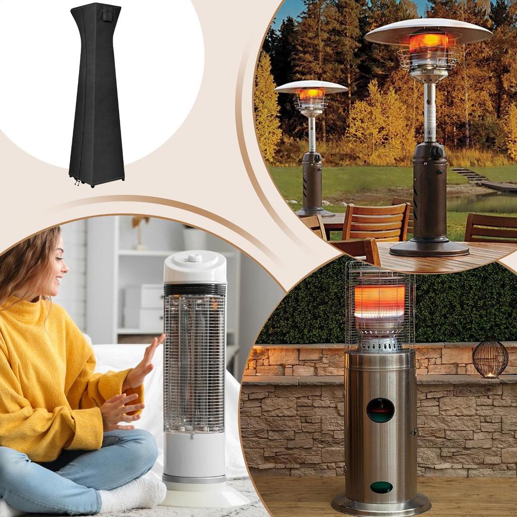 Patio Heater Cover With Zipper Heavy Duty 420D Dust-proof Protector Standing Pyramid Heater Cover For Lawn Deck Tan Garden Yard