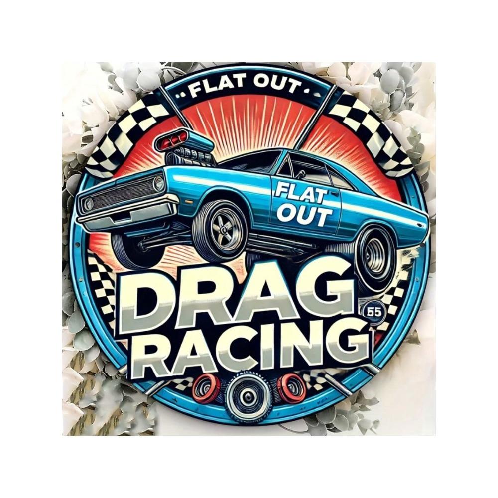 Vintage Metal Sign Drag Racing Fast Food Garage Wall Art