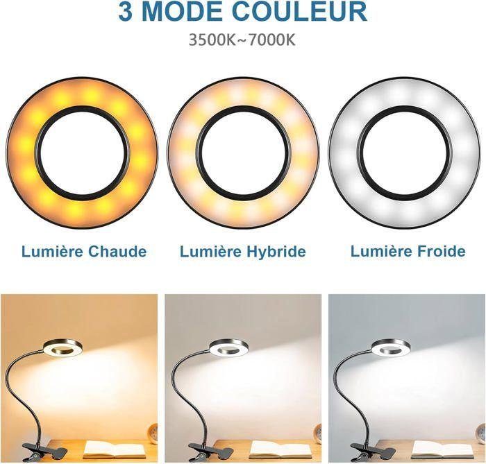 Lampe de Bureau - NOBRAND - Flexible 360° - 3 Modes d'Éclairage - 10 Niveaux de Luminosité - Noir